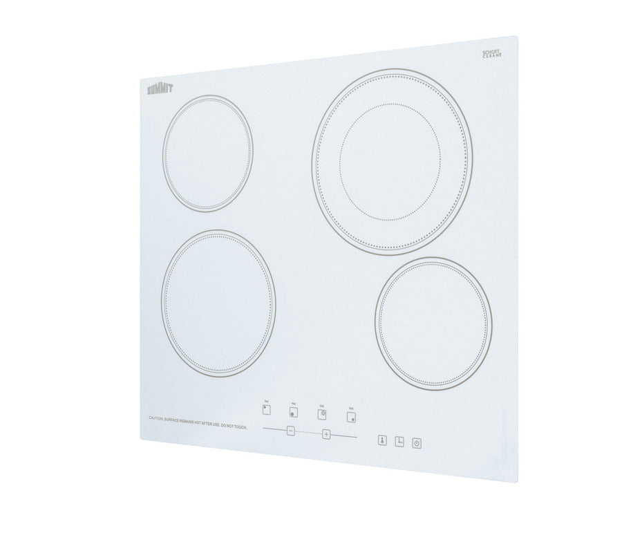 24" Wide 230V 4-Burner Radiant Cooktop (Model CR4B23T6W) - Angle