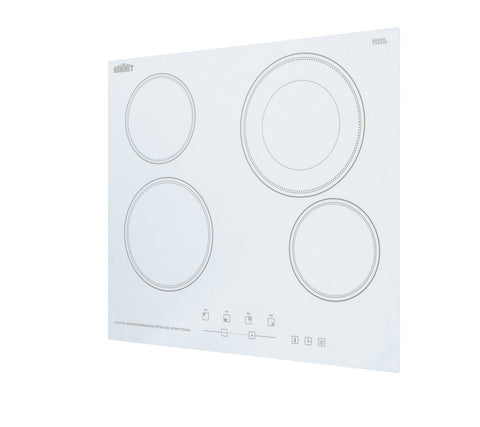 24" Wide 230V 4-Burner Radiant Cooktop (Model CR4B23T6W) - Angle