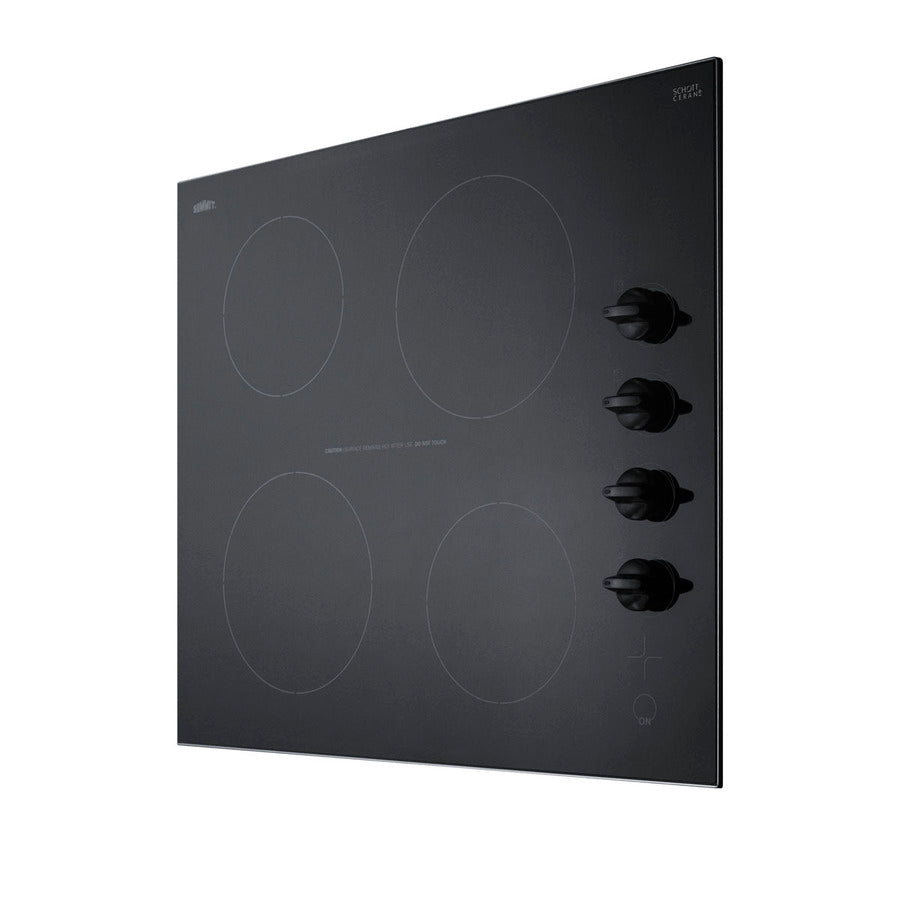 24" Wide 4-burner Smooth-top Cooktop in Black