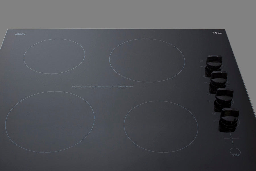 24" Wide 4-burner Smooth-top Cooktop in Black