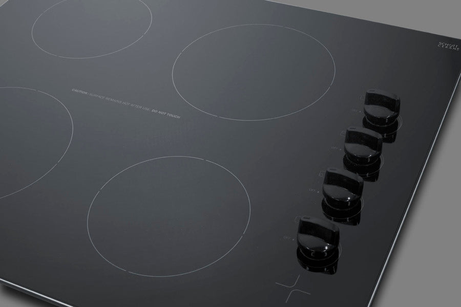 24" Wide 4-burner Smooth-top Cooktop in Black
