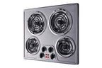 24" wide 230V electric cooktop with four coil elements and stainless steel finish