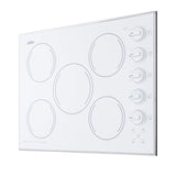 Accucold 27" wide 5-burner radiant cooktop made in the USA in smooth white ceramic glass finish