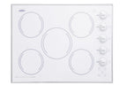 Accucold 27" wide 5-burner radiant cooktop made in the USA in smooth white ceramic glass finish