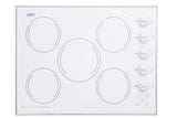 Accucold 27" wide 5-burner radiant cooktop made in the USA in smooth white ceramic glass finish