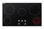 Accucold 36" Wide Smooth-top 5-burner Radiant Cooktop in Black Glass