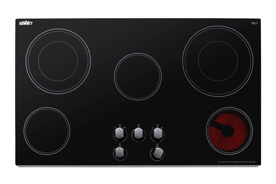 Accucold 36" Wide Smooth-top 5-burner Radiant Cooktop in Black Glass