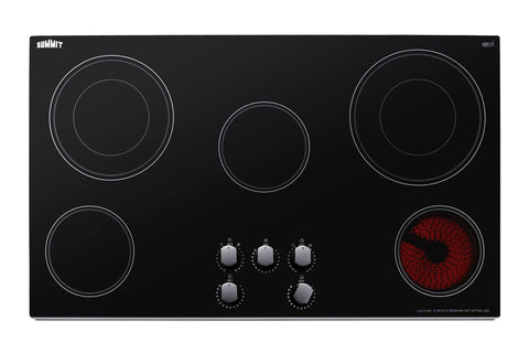 Accucold 36" Wide Smooth-top 5-burner Radiant Cooktop in Black Glass