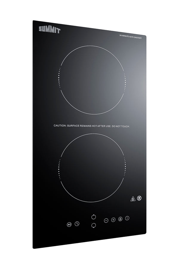 Accucold 115V 2-burner radiant black cooktop with digital touch controls and safety 30 minute auto shutoff for hotel use