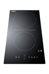 230V 2-burner radiant black cooktop with digital touch controls and safety 30 minute auto shutoff for hotel use
