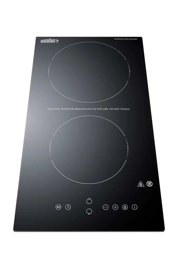 230V 2-burner radiant black cooktop with digital touch controls and safety 30 minute auto shutoff for hotel use