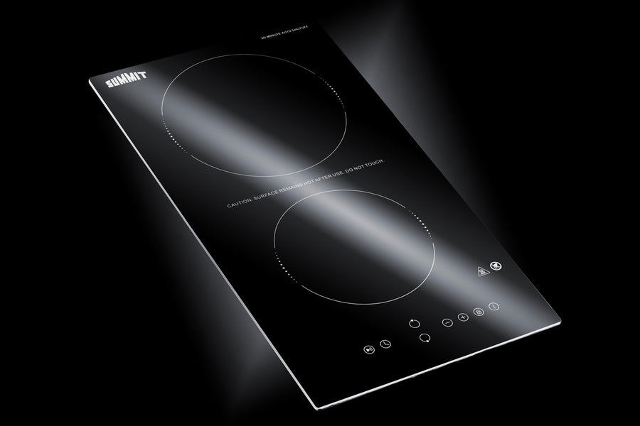 230V 2-burner radiant black cooktop with digital touch controls and safety 30 minute auto shutoff for hotel use