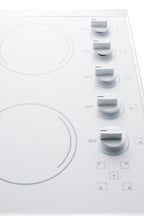 Accucold 27" wide 5-burner radiant cooktop made in the USA in smooth white ceramic glass finish and oversized SS trim