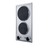 115V 2-burner solid disk cooktop in stainless steel with pre-installed cord and plug