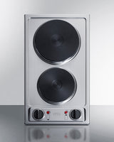 115V 2-burner solid disk cooktop in stainless steel with pre-installed cord and plug