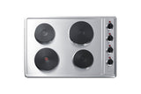 30" Wide 4-burner Solid Disk Cooktop in Stainless Steel