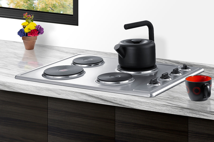 30" Wide 4-burner Solid Disk Cooktop in Stainless Steel