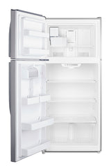 Full-size top mount refrigerator-freezer in stainless steel look with icemaker (Model CTR18PLIMLHD)