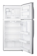 Accucold Full-size top mount refrigerator-freezer in stainless steel look with icemaker (Model CTR18PLIM)