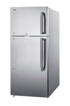 Full-size top mount refrigerator-freezer in stainless steel look with front combination lock (Model CTR18PLLLF2LHD)