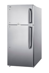 Full-size top mount refrigerator-freezer in stainless steel look with front combination lock (Model CTR18PLLLF2LHD)