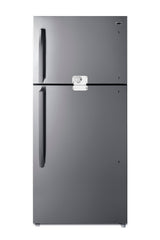 Accucold Full-size top mount refrigerator-freezer in stainless steel look with front combination lock (Model CTR18PLLLF2)