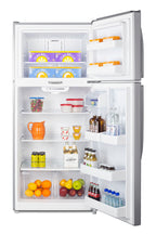 Accucold Full-size top mount refrigerator-freezer in stainless steel look with front combination lock (Model CTR18PLLLF2)