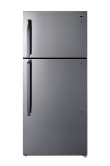 Accucold Full-size top mount refrigerator-freezer in stainless steel look with icemaker (Model CTR18PLIM)