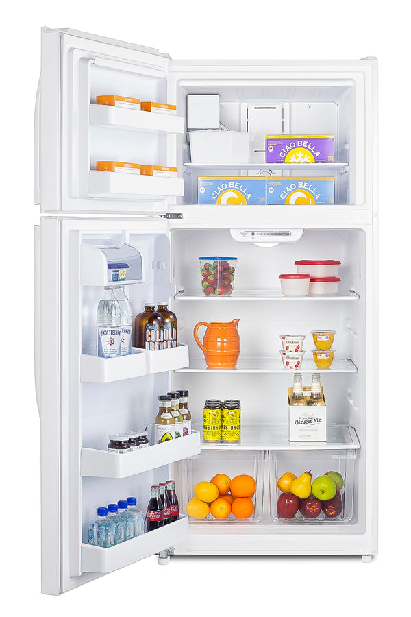 Full-size top mount refrigerator-freezer in white with icemaker (Model CTR18WIMLHD)