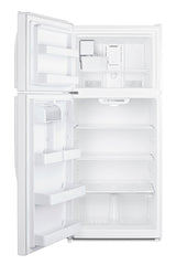 Full-size top mount refrigerator-freezer in white with icemaker (Model CTR18WIMLHD)