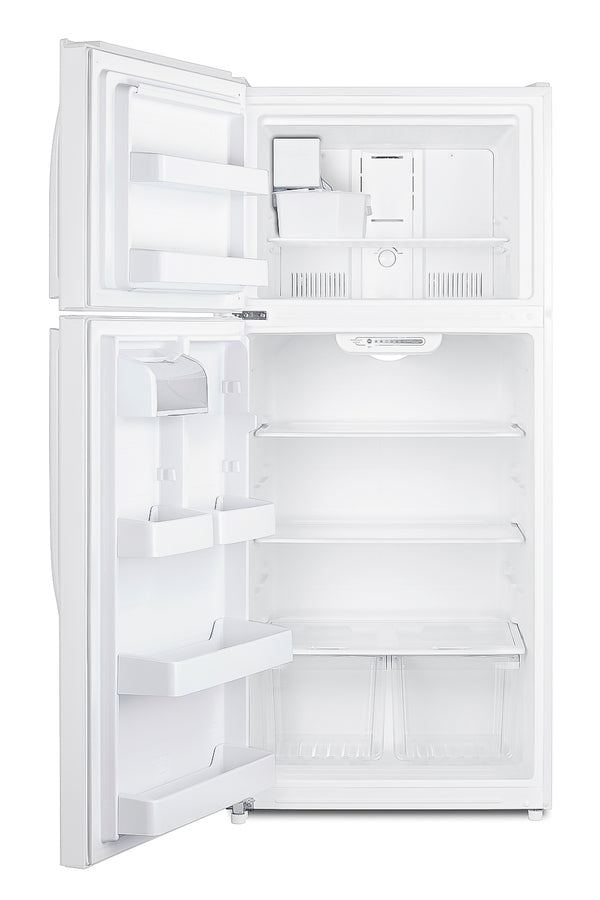 Full-size top mount refrigerator-freezer in white with icemaker (Model CTR18WIMLHD)