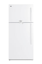 Full-size top mount refrigerator-freezer in white with front combination lock (Model CTR18WLLF2LHD)