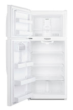 Full-size top mount refrigerator-freezer in white with front combination lock (Model CTR18WLLF2LHD)