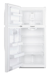 Full-size top mount refrigerator-freezer in white with front combination lock (Model CTR18WLLF2LHD)