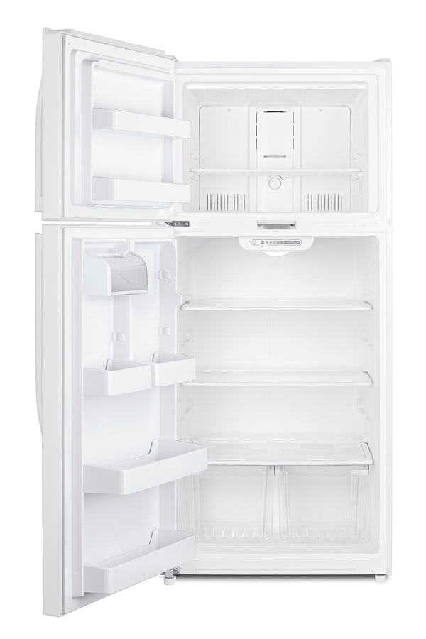 Full-size top mount refrigerator-freezer in white with front combination lock (Model CTR18WLLF2LHD)