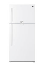 Accucold Full-size top mount refrigerator-freezer in white with front combination lock (Model CTR18WLLF2)