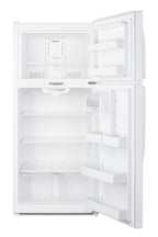 Accucold Full-size top mount refrigerator-freezer in white with front combination lock (Model CTR18WLLF2)