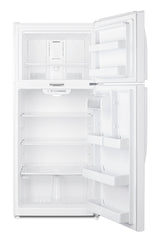 Accucold Full-size top mount refrigerator-freezer in white with front combination lock (Model CTR18WLLF2)