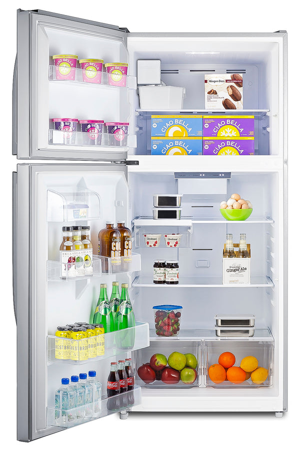 Left-Hand Door — Full-size top mount refrigerator-freezer with icemaker in stainless steel