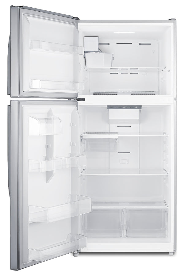 Left-Hand Door — Full-size top mount refrigerator-freezer with icemaker in stainless steel