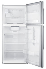 Accucold Full-size top mount refrigerator-freezer with icemaker in stainless steel