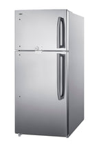 Full-size top mount refrigerator-freezer with combination lock in stainless steel (Model CTR21PLLLF2LHD)