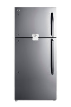 Full-size top mount refrigerator-freezer with combination lock in stainless steel (Model CTR21PLLLF2LHD)