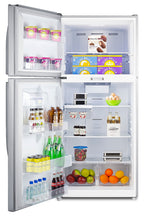Full-size top mount refrigerator-freezer with combination lock in stainless steel (Model CTR21PLLLF2LHD)