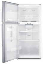 Full-size top mount refrigerator-freezer with combination lock in stainless steel (Model CTR21PLLLF2LHD)