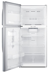 Full-size top mount refrigerator-freezer with combination lock in stainless steel (Model CTR21PLLLF2LHD)