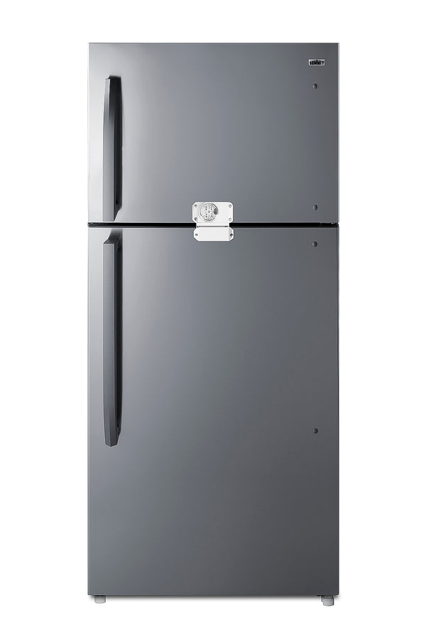 Accucold Full-size top mount refrigerator-freezer with combination lock in stainless steel (Model CTR21PLLLF2)
