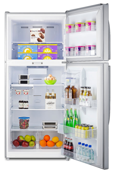 Accucold Full-size top mount refrigerator-freezer with combination lock in stainless steel (Model CTR21PLLLF2)