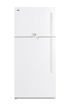 Full-size top mount refrigerator-freezer with combination lock in white (Model CTR21WLLF2LHD)