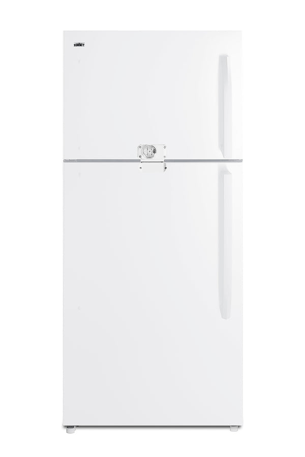 Full-size top mount refrigerator-freezer with combination lock in white (Model CTR21WLLF2LHD)